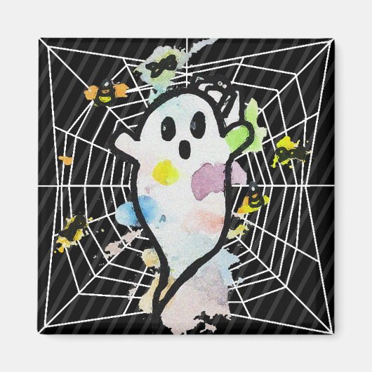Halloween Spider Web Ghost Magneet (Voorkant)