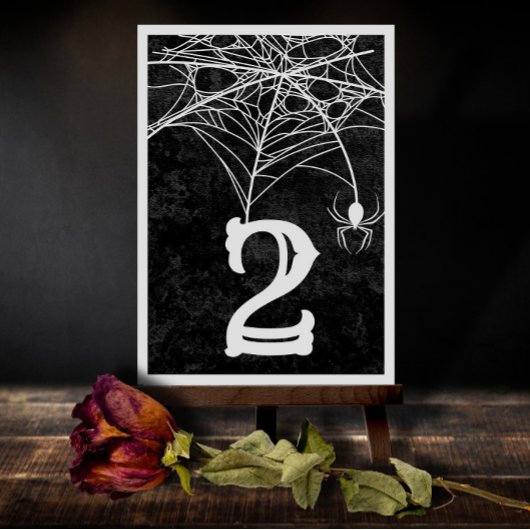 Halloween Spider Web Gothic Wedding Table Number Bedankkaart