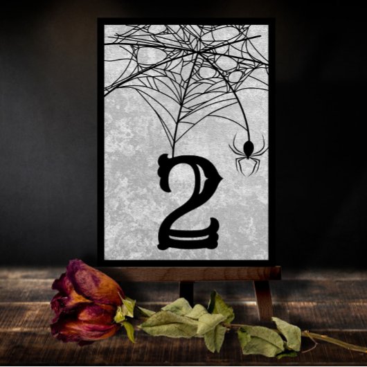Halloween Spider Web Gothic Wedding Table Number Bedankkaart