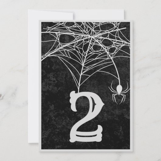 Halloween Spider Web Gothic Wedding Table Number Bedankkaart (Achterkant)
