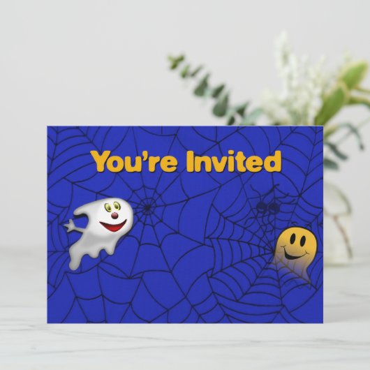 Halloween Spider Web Invitation Kaart (Staand voorkant)