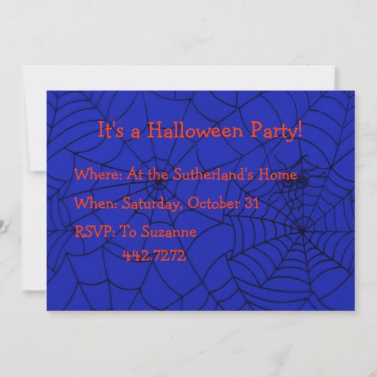 Halloween Spider Web Invitation Kaart (Achterkant)