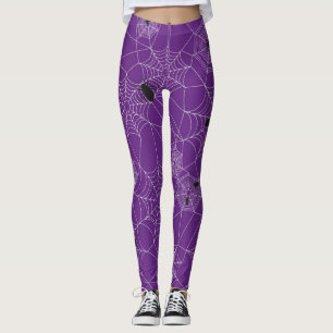 Halloween Spider Web Leggings - Paarse