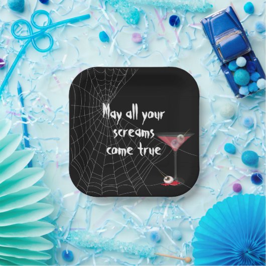 Halloween Spider Web met Eyeball Martini Papieren Bordje (Feest)