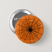 Halloween Spider Web met Spider op Sinaasappel Ronde Button 5,7 Cm (Voorkant /achterkant)
