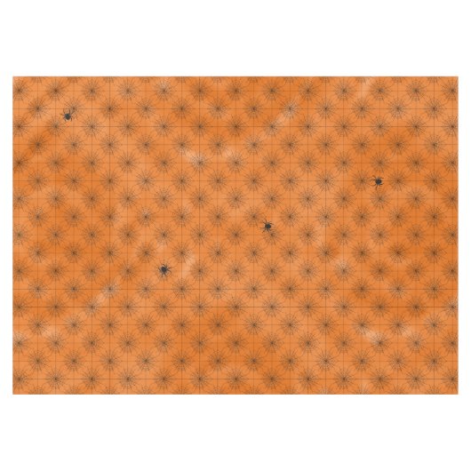 Halloween Spider Web met Spinnen op Sinaasappel Tafelkleed (Voorkant (Horizontaal))