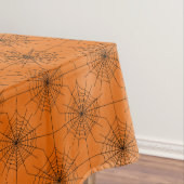 Halloween Spider Web met Spinnen op Sinaasappel Tafelkleed (Voorbeeld)