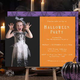 Halloween Spider Web Moderne Eenvoudige Party Foto Kaart