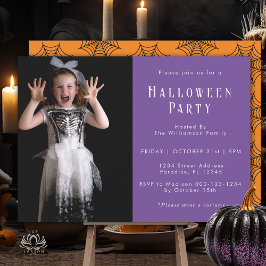 Halloween Spider Web Moderne Eenvoudige Party Foto Kaart