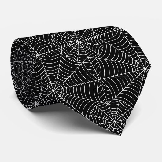 Halloween Spider Web op Black Pattern Stropdas (Opgerold)
