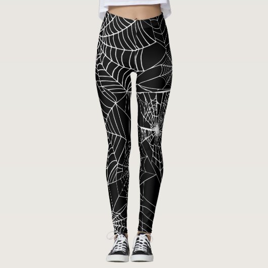 Halloween Spider Web Pattern Costume Leggings (Voorkant)