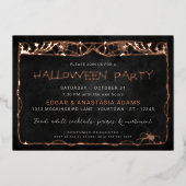 Halloween Spider Web Roos Gold Foil Uitnodiging (Voorkant)