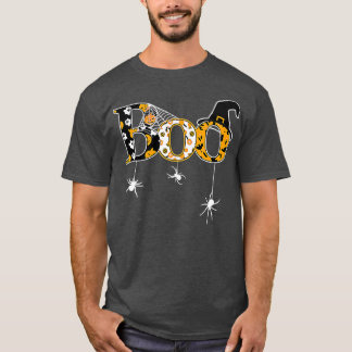 Halloween  Spider Web Witch Hat Cute Boo  T-shirt