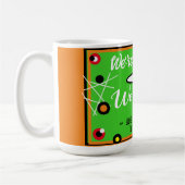 Halloween Spider Webs Green Oranje naam Koffiemok (Links)