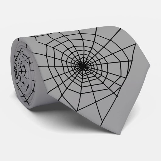 Halloween Spider Webs Grey Stropdas (Opgerold)