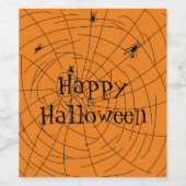 Halloween Spider Webs Hand Drawn Wijn Etiket (Enkel label)