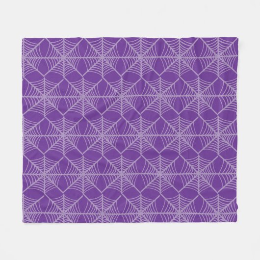 Halloween Spider Webs in Paarse en witte kleuren Fleece Deken (Voorkant (Horizontaal))