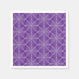 Halloween Spider Webs in Paarse en witte kleuren Servet