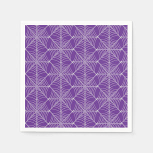 Halloween Spider Webs in Paarse en witte kleuren Servet