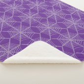 Halloween Spider Webs in Paarse en witte kleuren Sherpa Deken (3/4)