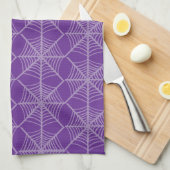 Halloween Spider Webs in Paarse en witte kleuren Theedoek (Quarter Fold)