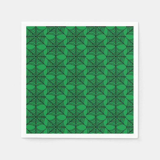 Halloween Spider Webs op Groen Servet (Voorkant)