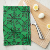 Halloween Spider Webs op Groen Theedoek (Quarter Fold)