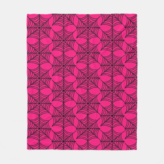 Halloween Spider Webs op Roze Fleece Deken (Voorkant)