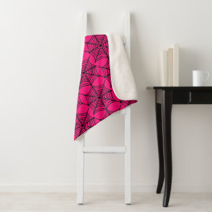 Halloween Spider Webs op Roze Sherpa Deken