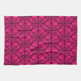 Halloween Spider Webs op Roze Theedoek