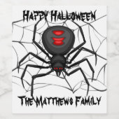 Halloween Spider Wijn Etiket (Enkel label)