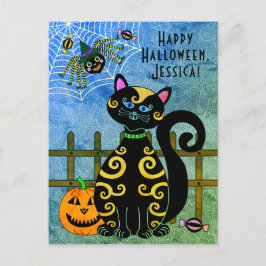 Halloween Spider Witch Aangepaste naam Feestdagenkaart