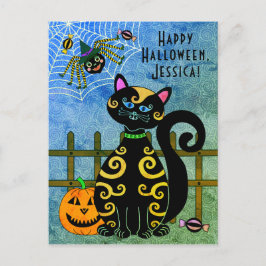 Halloween Spider Witch Aangepaste naam Feestdagenkaart