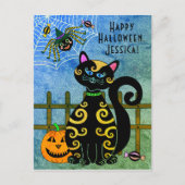 Halloween Spider Witch Aangepaste naam Feestdagenkaart (Voorkant)