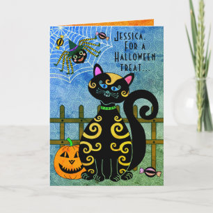 Halloween Spider Witch gepersonaliseerd Kaart