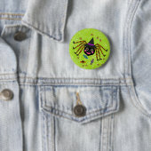 Halloween Spider Witch met Snoep Rond Ronde Button 5,7 Cm (In situ)