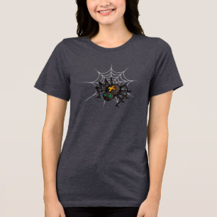 Halloween Spider Zwart Sinaasappel Tri-Blend Shirt