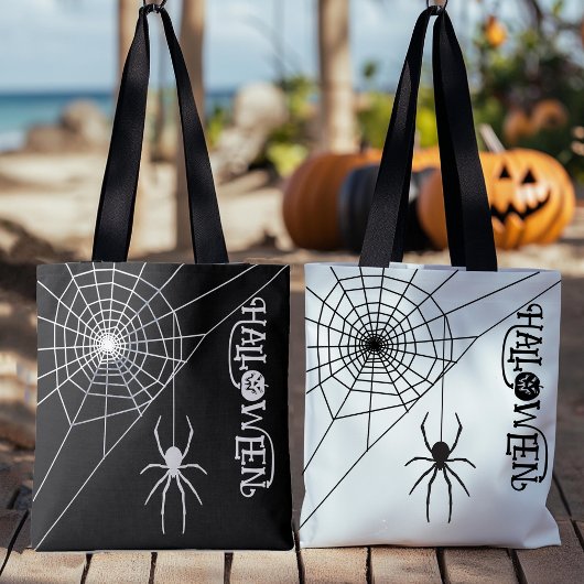 Halloween Spider zwart-wit tas