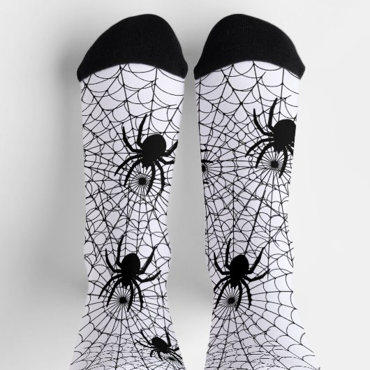 Halloween Spiders and Spiderwebs Creepy Pattern Sokken (Top)