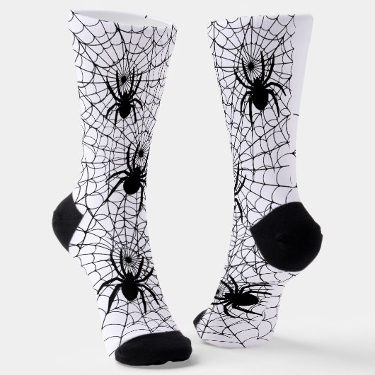 Halloween Spiders and Spiderwebs Creepy Pattern Sokken (Gebogen)