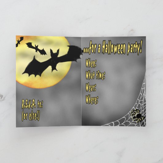 HALLOWEEN SPIDERS & BATS Uitnodiging (Binnen)