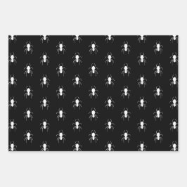 Halloween Spiders Black White Cobwebben Inpakpapier Vel