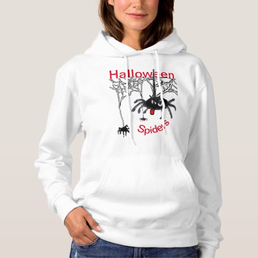 Halloween Spiders Cartoon Cust. Text Hoodie (Voorkant)