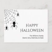 Halloween Spiders Creepy Web Black White Holiday Briefkaart (Voorkant)