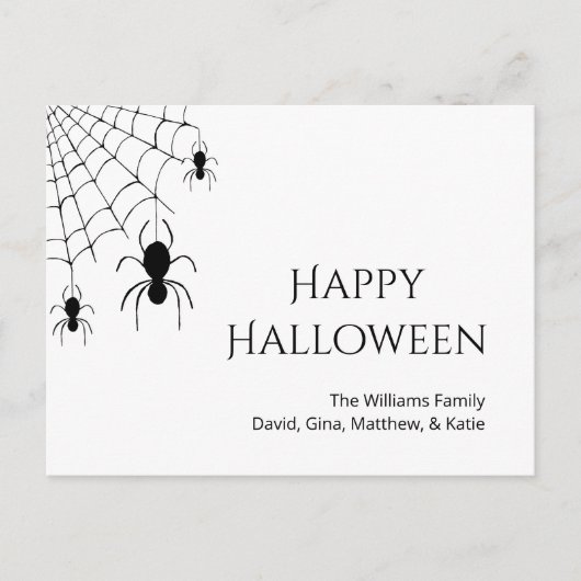 Halloween Spiders Creepy Web Black White Holiday Briefkaart (Voorkant)