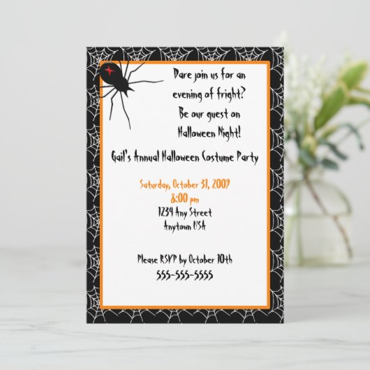 Halloween Spiders Invitation Kaart (Staand voorkant)