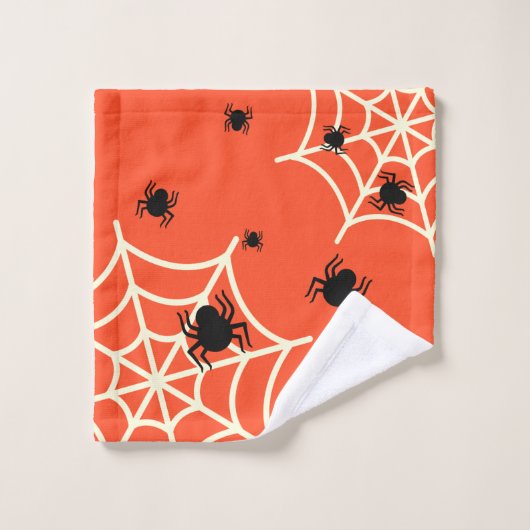 Halloween Spiders on Web Bad Handdoek (Wasdoekje)