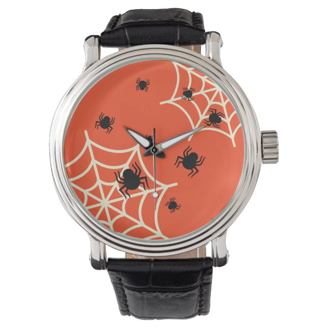 Halloween Spiders on Web Horloge (Voorkant)