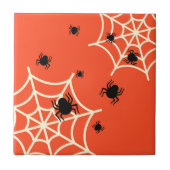 Halloween Spiders on Web Tegeltje (Voorkant)