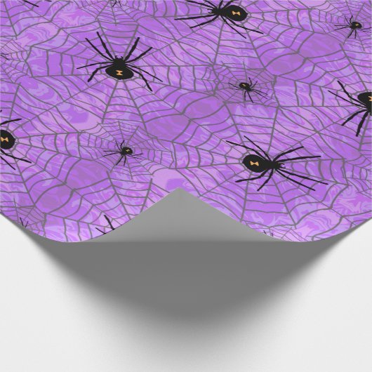 Halloween Spiders Paars Cadeaupapier (Hoek)